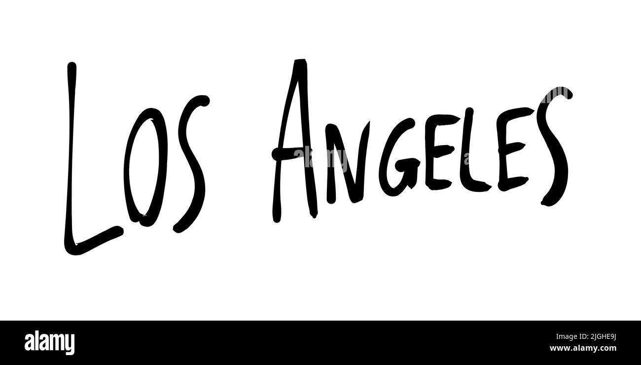 Escritura a mano del nombre de la ciudad de Los Ángeles. Signo de texto escrito a mano. Ilustración del Vector
