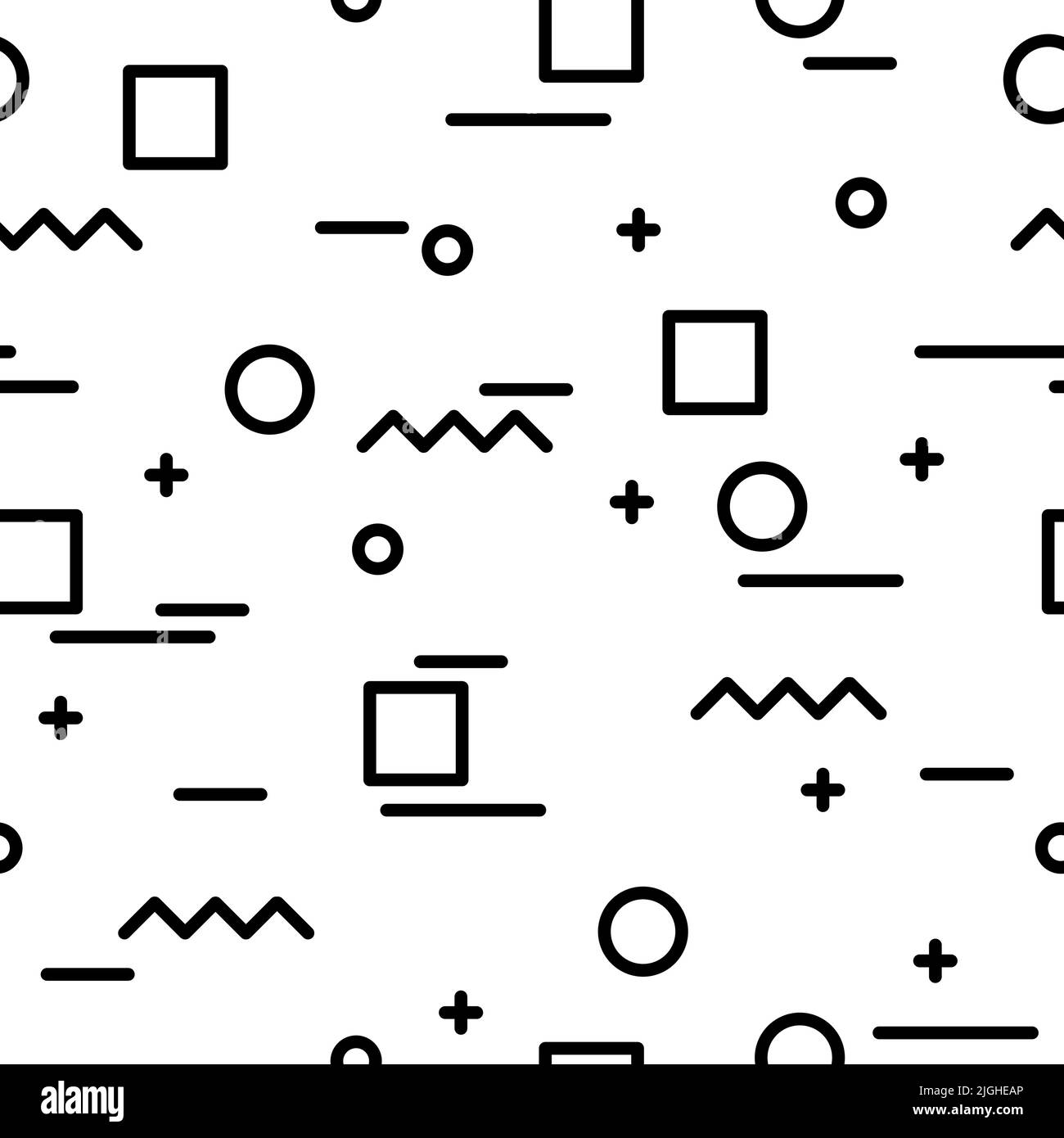 Diseño vectorial abstracto y moderno en 1980s sin costuras. 80s textura retro estilo memphis para telas de moda, fondos de pantalla y fondos de póster. Blanco y negro. Ilustración del Vector