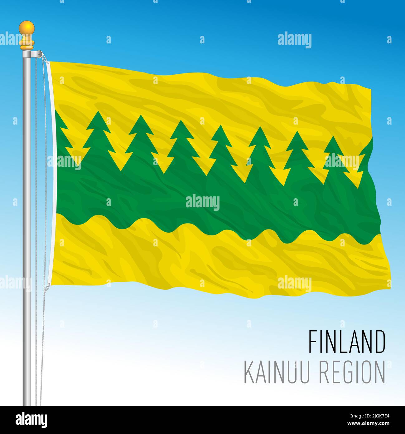 Bandera regional de Kainuu, República de Finlandia, UE, ilustración de vectores Ilustración del Vector