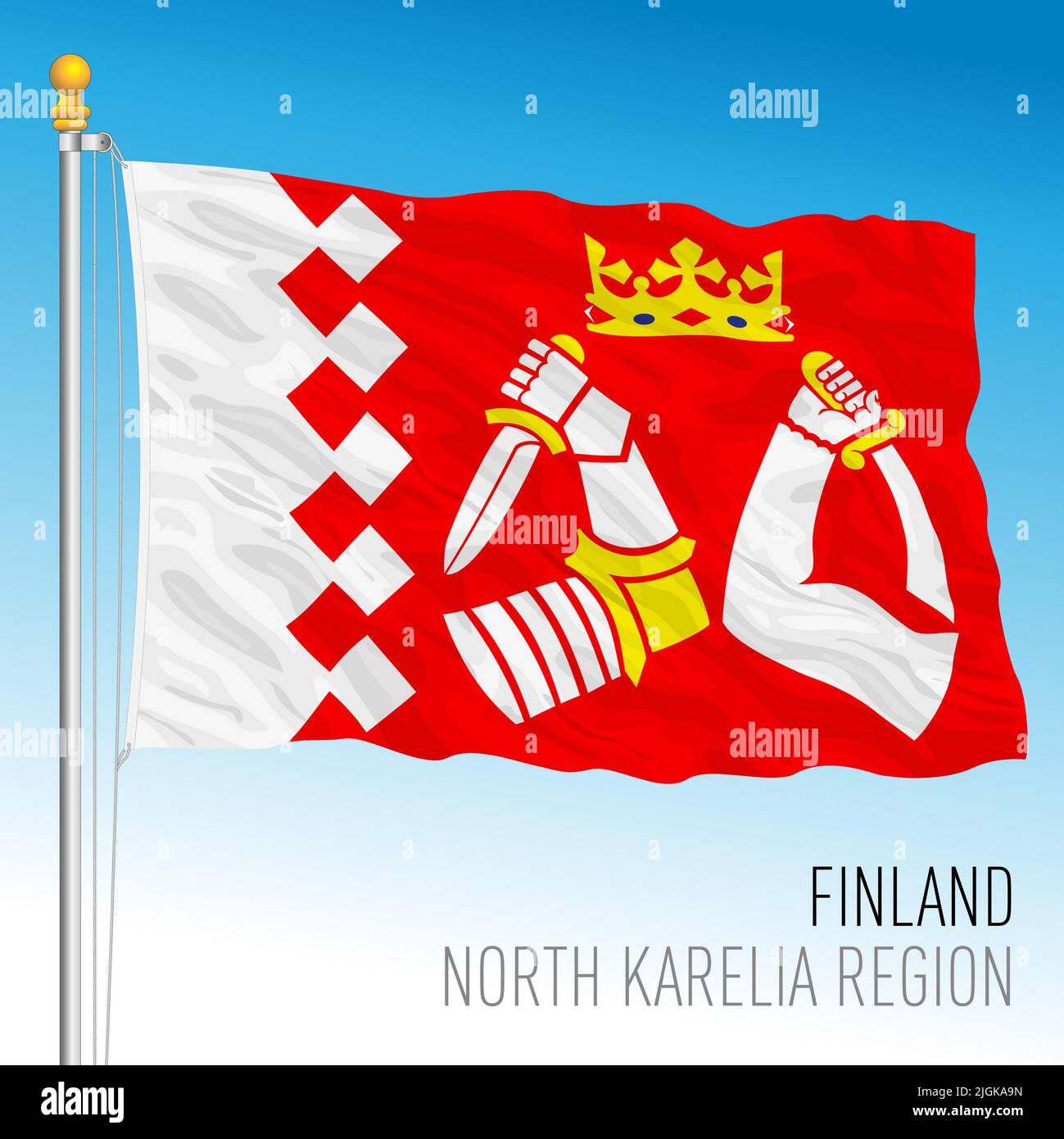 Bandera regional de Karelia del Norte, República de Finlandia, UE, ilustración de vectores Ilustración del Vector