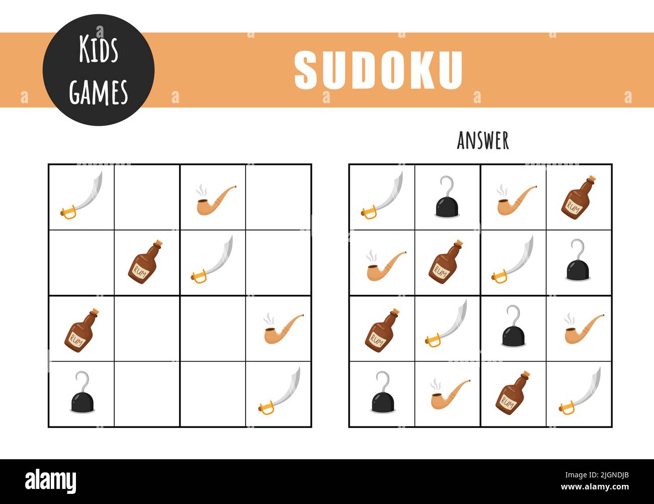Sudoku Para Ni os Hoja De Actividades Para Ni os Puzzle Con Objetos 