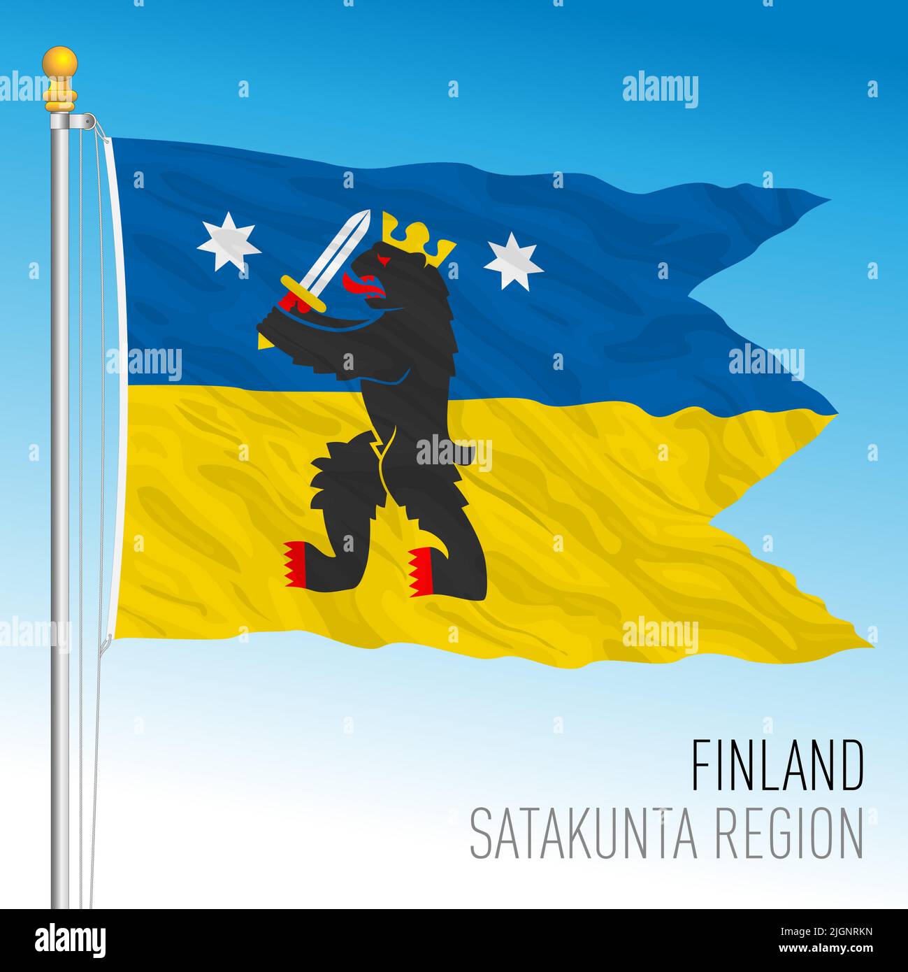 Bandera regional Satakuta, República de Finlandia, UE, ilustración de vectores Ilustración del Vector