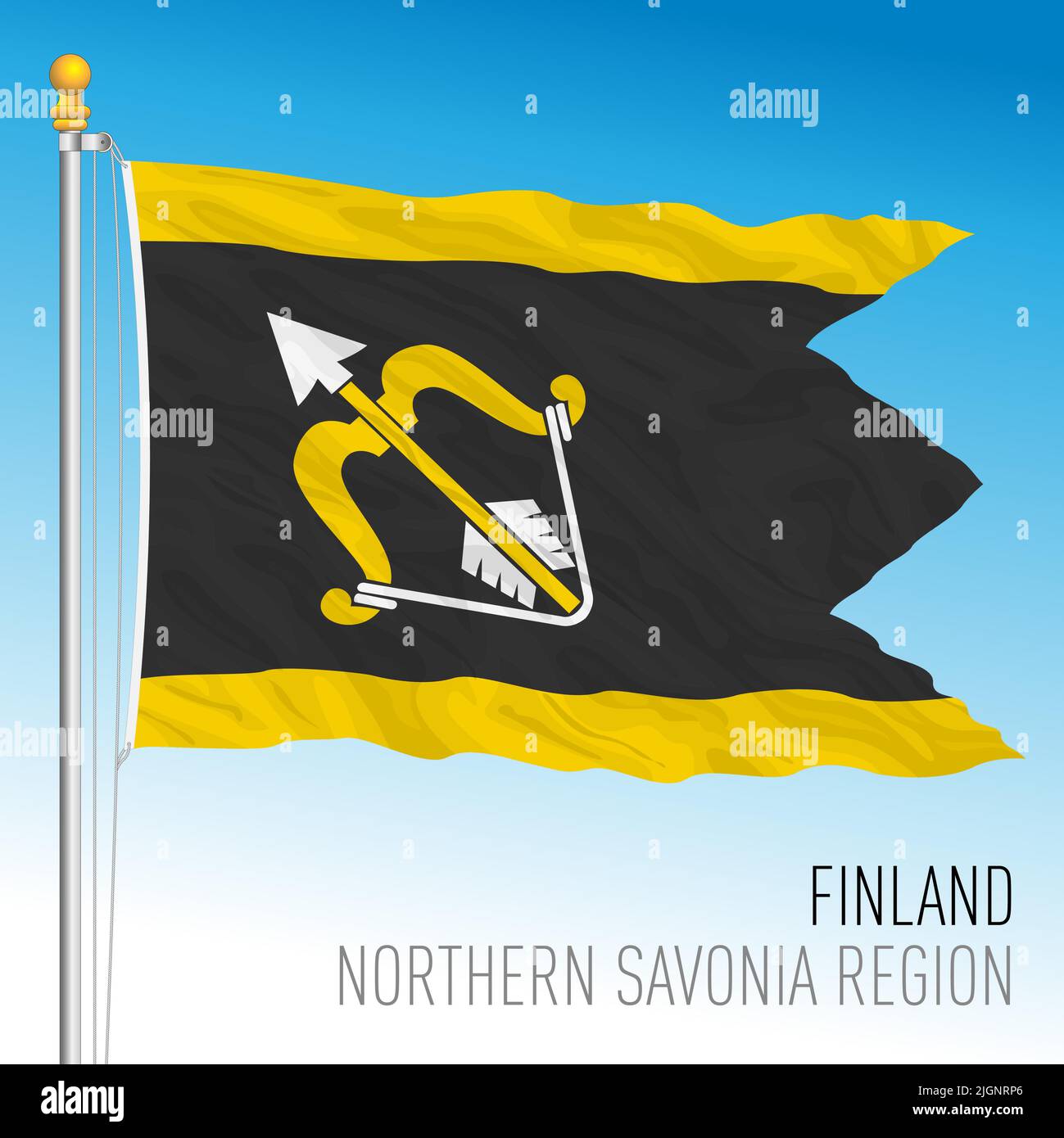 Bandera regional de Savonia del Norte, República de Finlandia, UE, ilustración de vectores Ilustración del Vector
