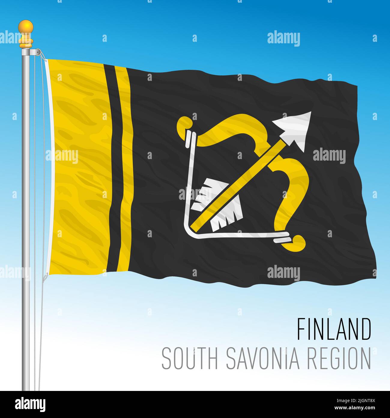 Bandera regional de Savonia meridional, República de Finlandia, UE, ilustración de vectores Ilustración del Vector