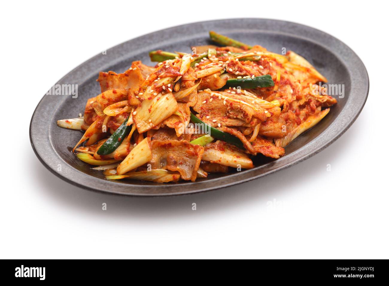 Panceta de cerdo y kimchi saltean fritos, comida coreana Foto de stock