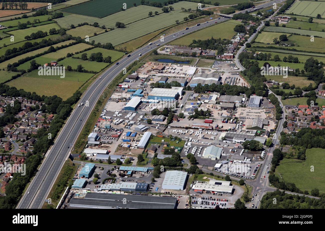 Vista aérea del polígono industrial de Gatherley Road Foto de stock