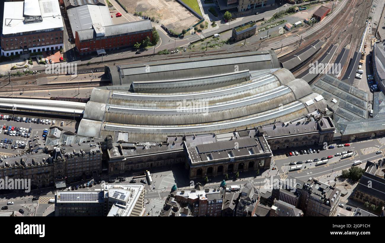 Vista aérea de la estación de tren de Newcastle Foto de stock