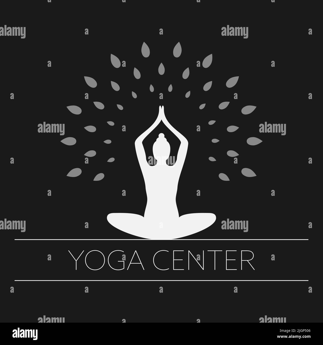 centro de yoga y signo de meditación con silueta femenina, ilustración vectorial Ilustración del Vector