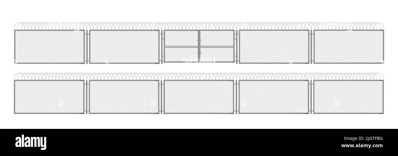 Alambre de púas límite de protección diseño de concepto de protección valla  vectorial ilustración perfecta aislada en blanco