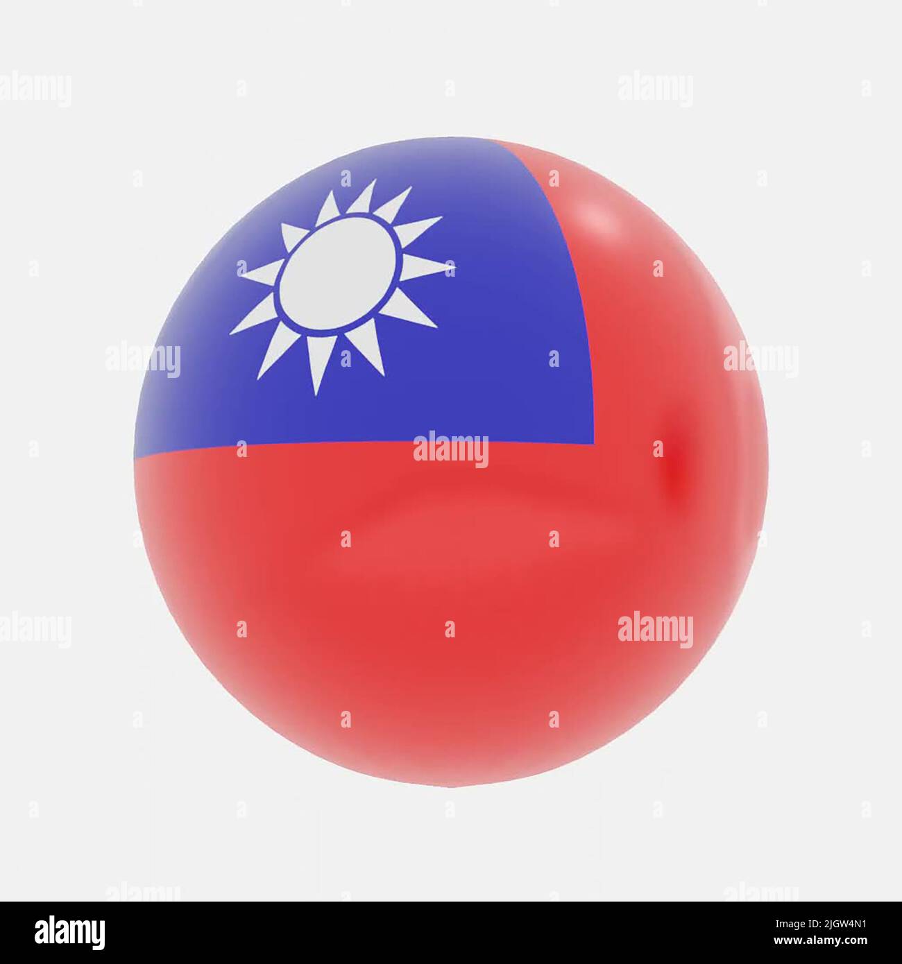 3D Render de globo en República de china o taiwán bandera de países para icono o símbolo. Foto de stock