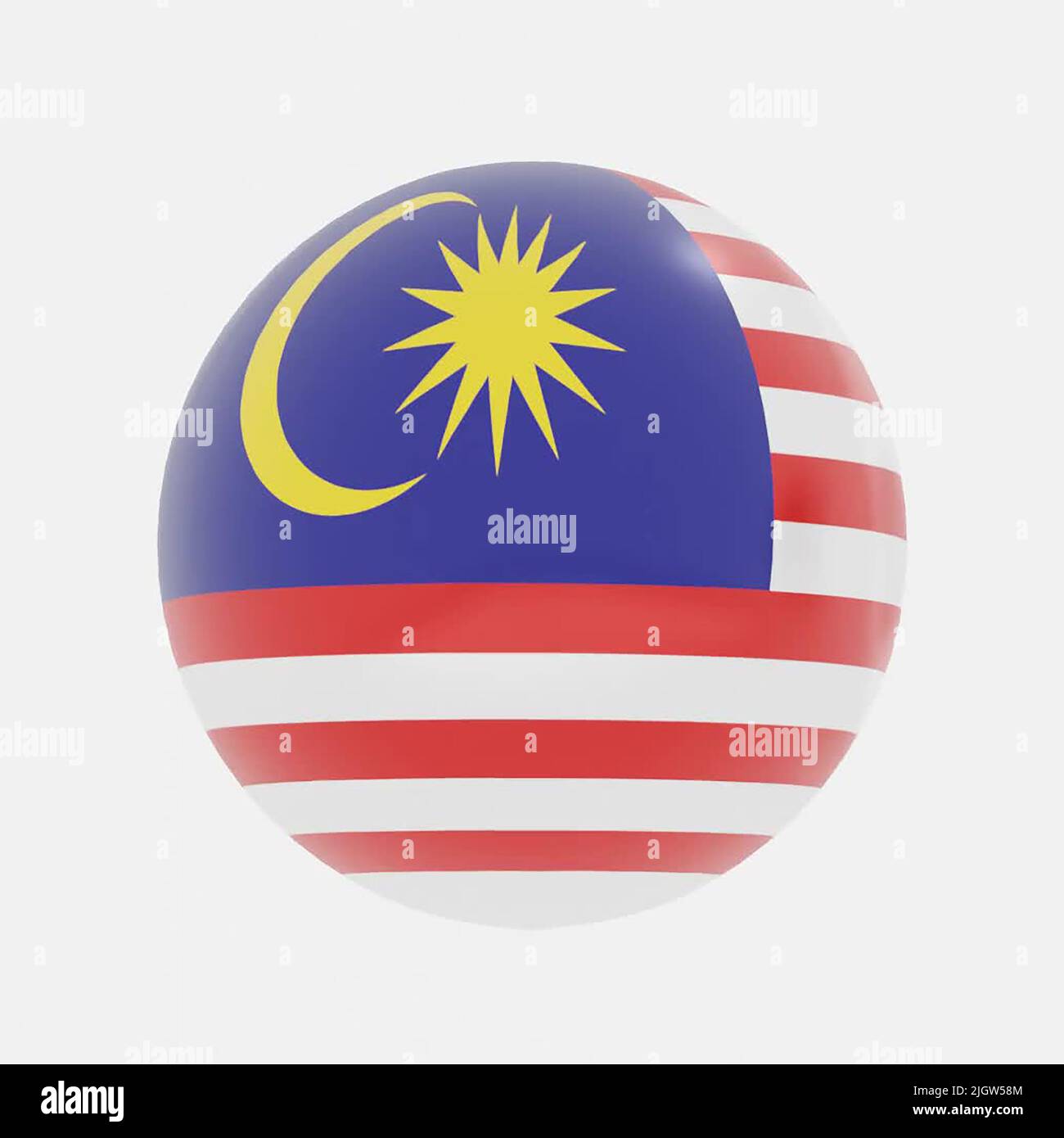 3D Render de globo en Malasia bandera para icono o símbolo. Foto de stock