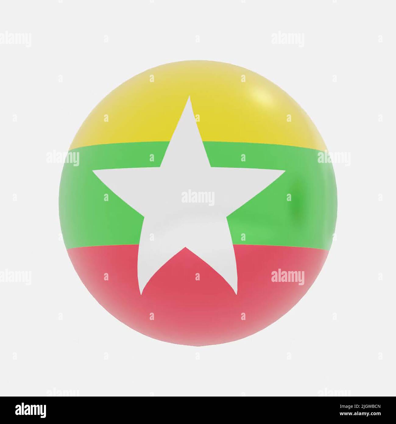 3D Renderizado de globo en Myanmar o bandera burma para icono o símbolo. Foto de stock