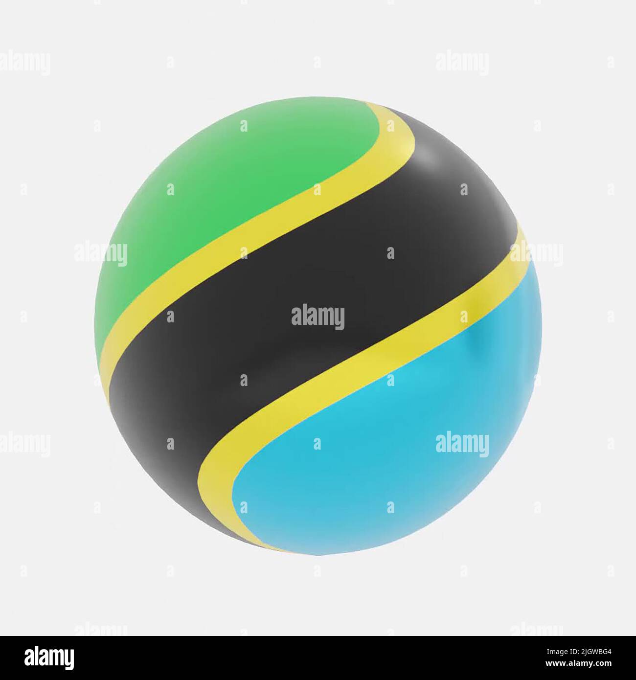 3D Render de globo en Tanzania bandera para icono o símbolo. Foto de stock