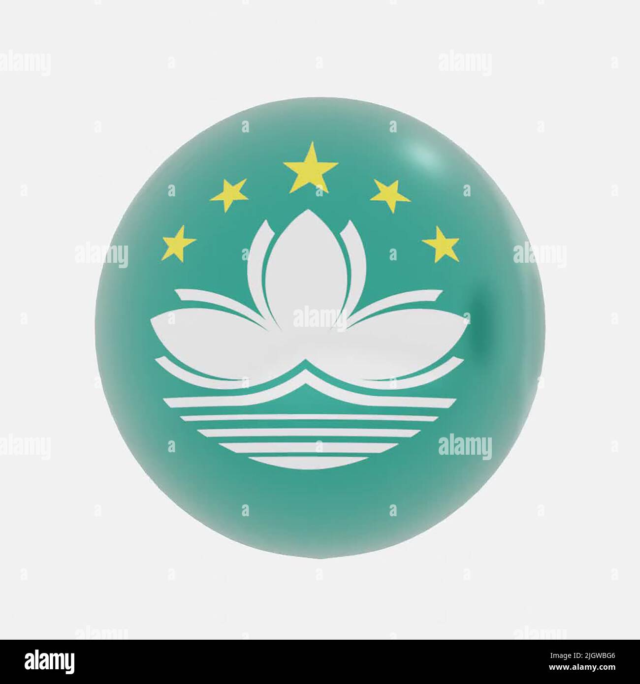 3d renderizado de globo en macao o macao bandera de icono o símbolo. Foto de stock