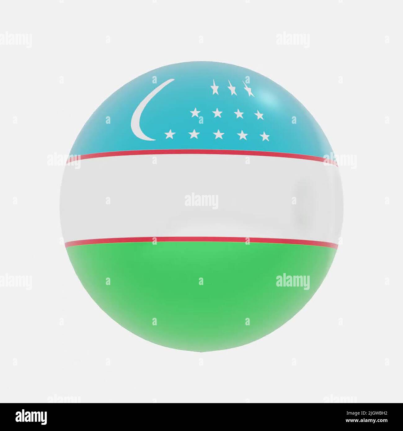 3D Render de globo en Uzbekistán bandera de icono o símbolo. Foto de stock