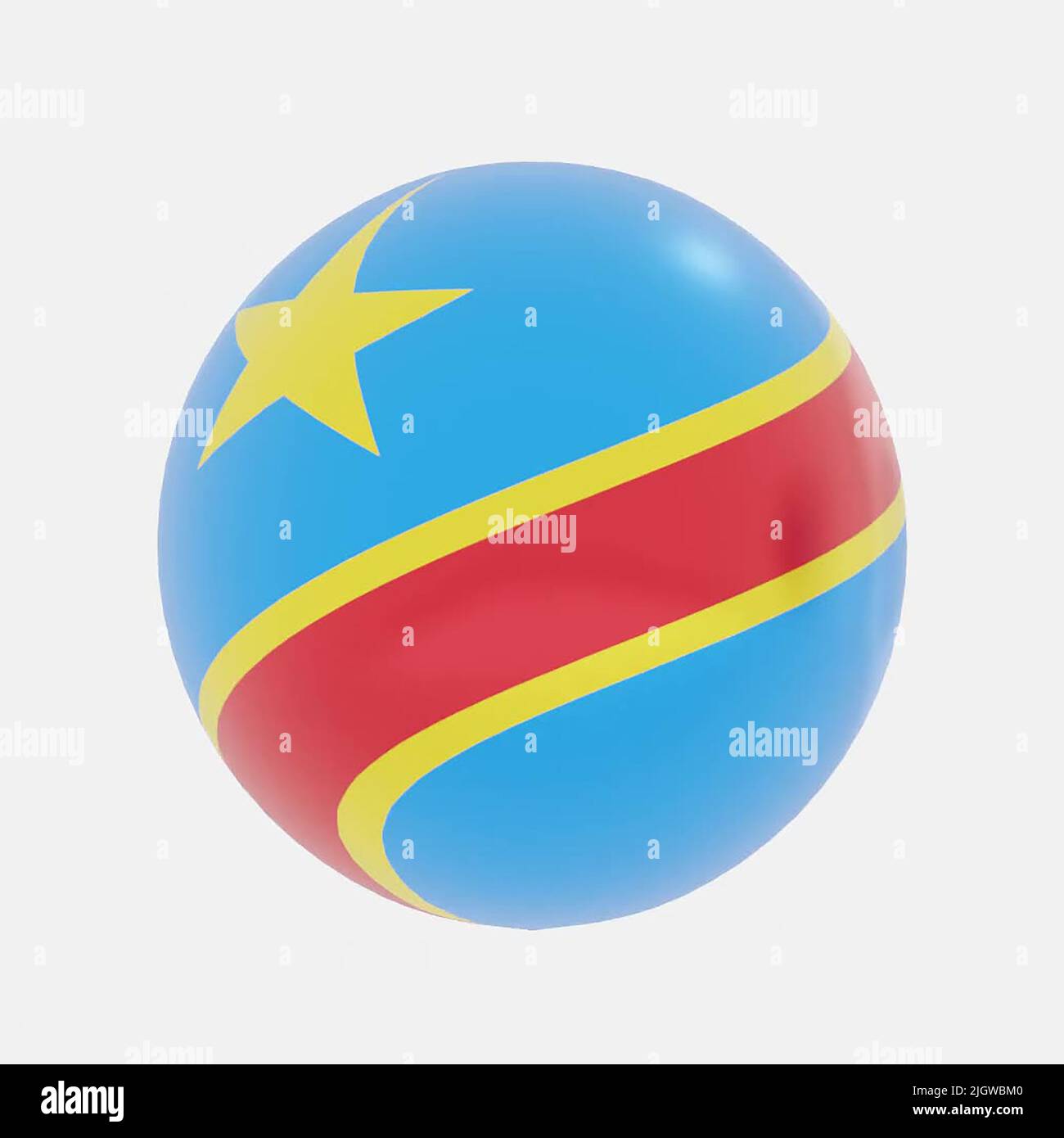 3D Render de globo en la república Democrática del Congo bandera de icono o símbolo. Foto de stock