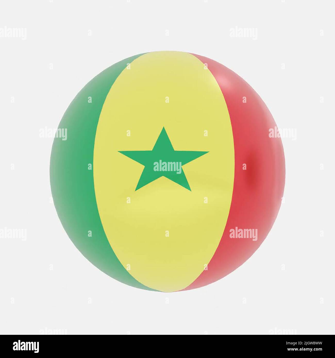 3D Render de globo en Senegal bandera de icono o símbolo. Foto de stock
