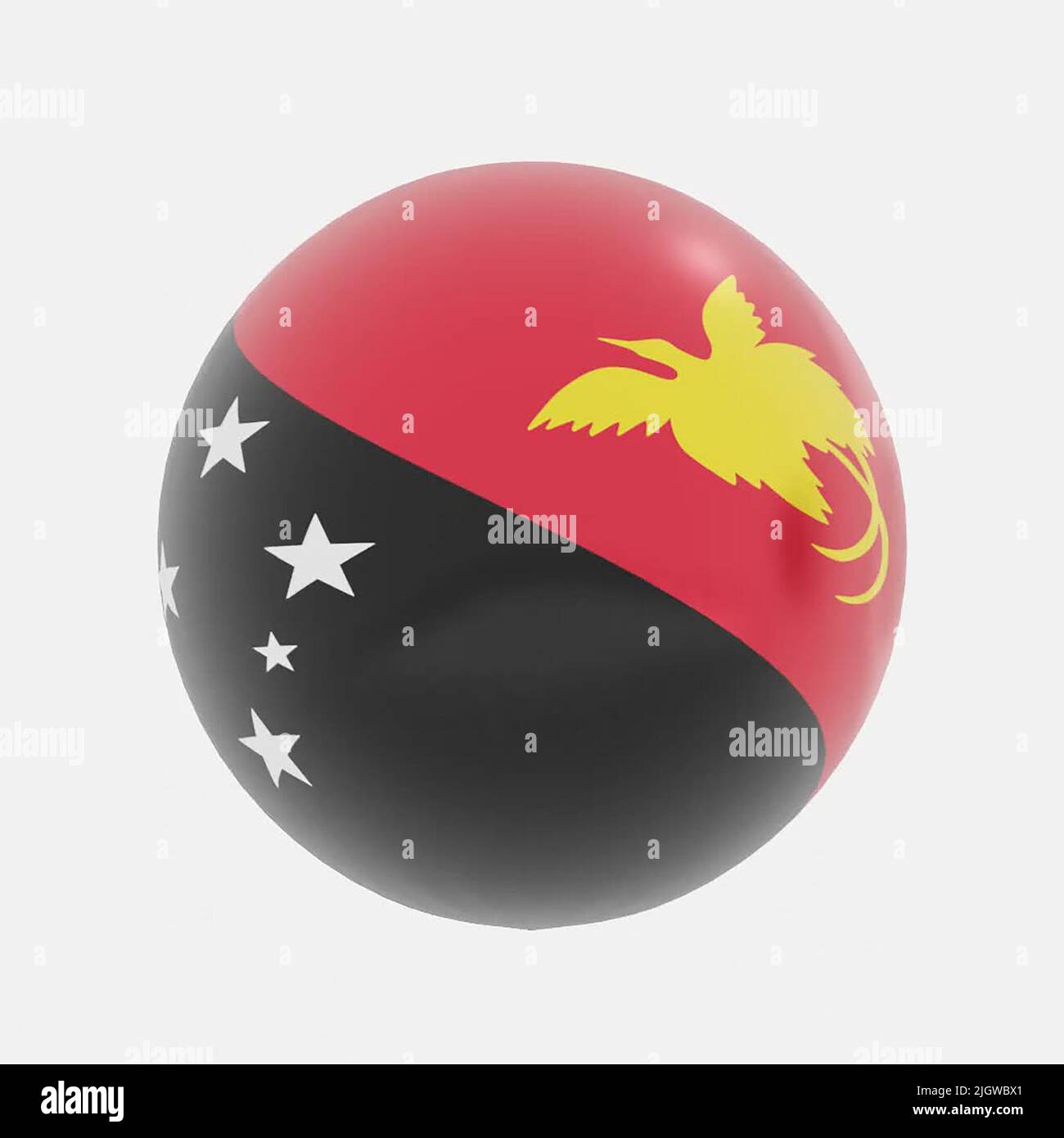 3D Renderizado de globo en Papúa Nueva Guinea bandera de icono o símbolo. Foto de stock