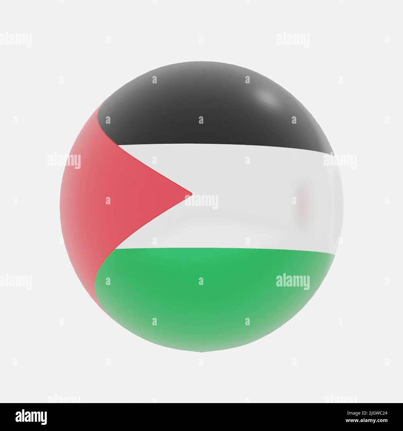3D Renderizado de globo en Palestina bandera de icono o símbolo. Foto de stock