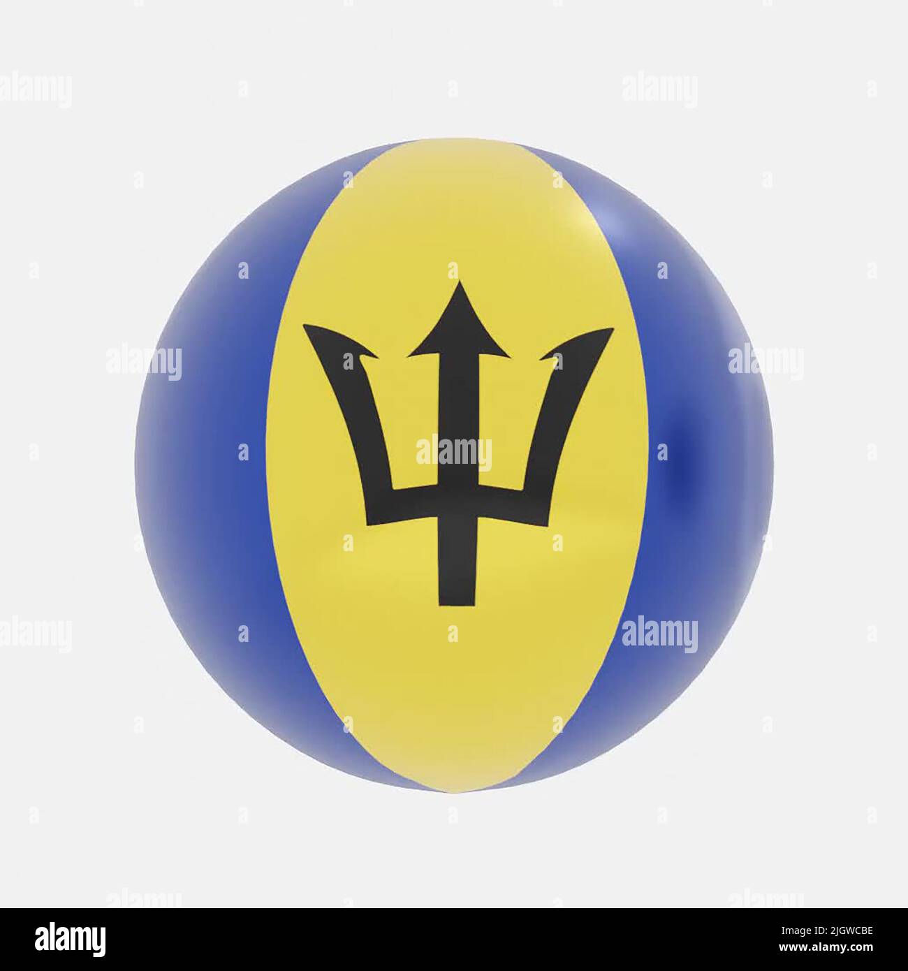 3D Renderizado de globo en Barbados bandera de icono o símbolo. Foto de stock