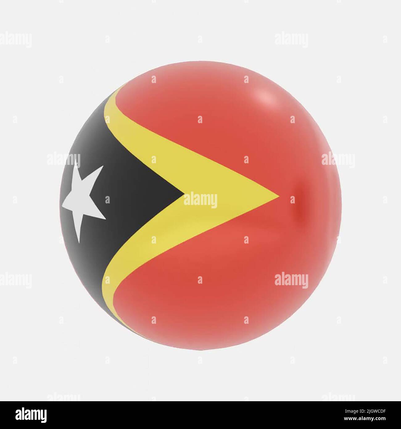 3D Renderizado de globo en Timor Oriental bandera de icono o símbolo. Foto de stock