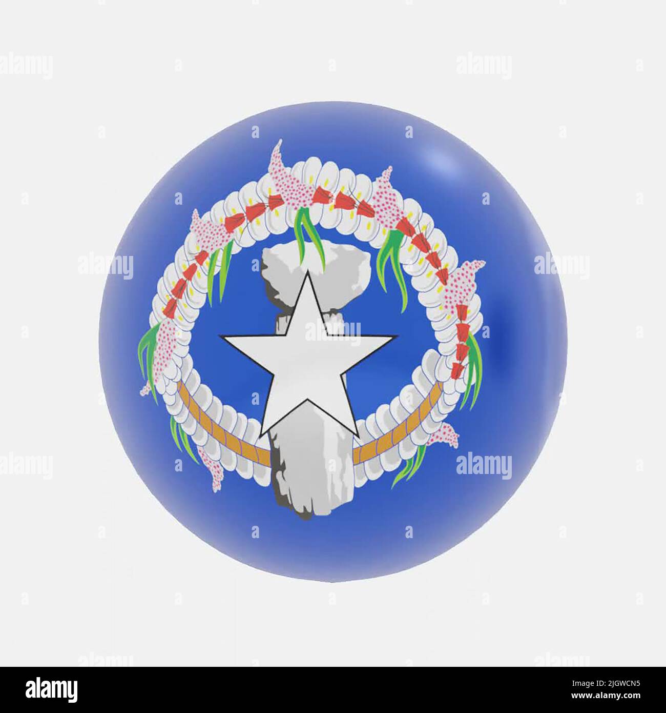 3D Renderizado de globo en Islas Marianas del Norte de la bandera de icono o símbolo. Foto de stock