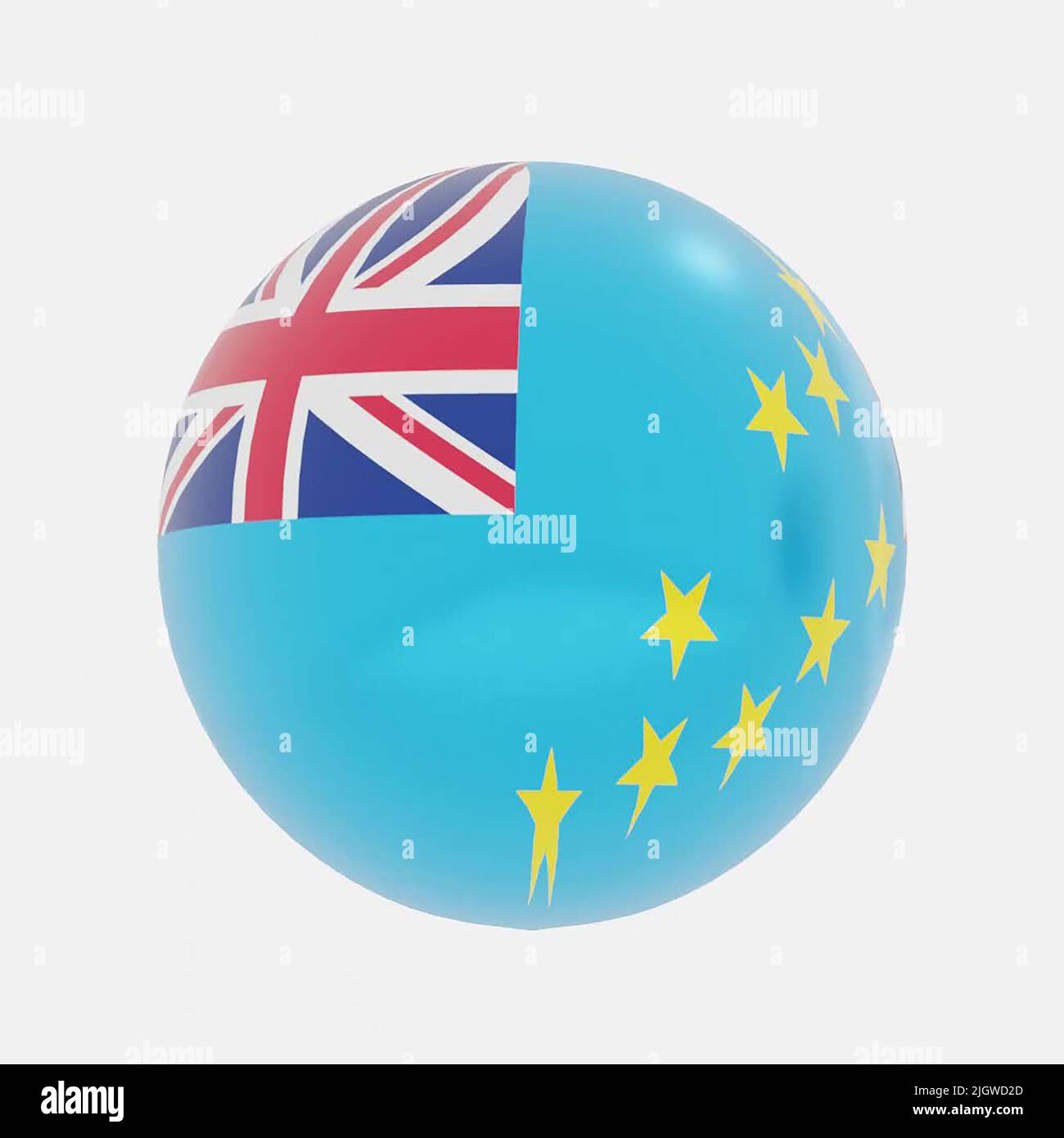 3D Renderizado de globo en Tuvalu bandera de icono o símbolo. Foto de stock