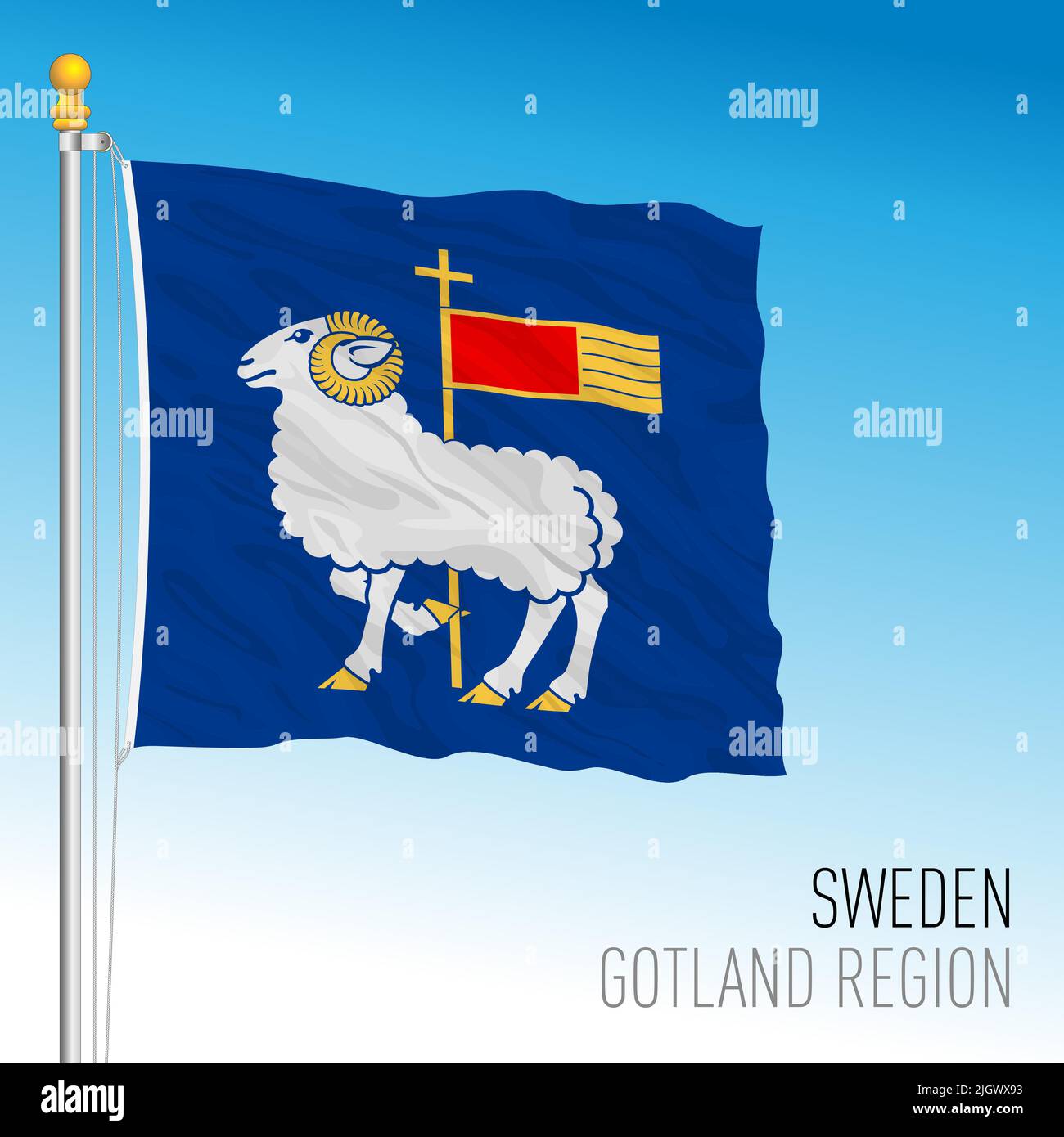 Bandera regional de Gotland, Reino de Suecia, ilustración de vectores Ilustración del Vector