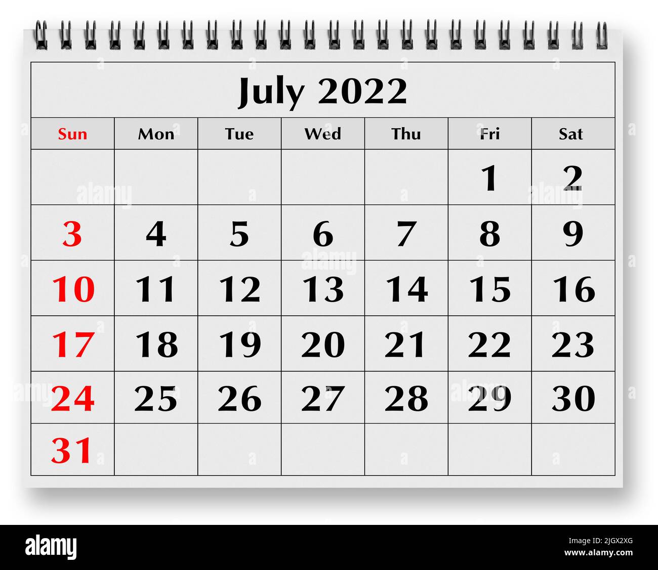 El Calendario De Julio Calendario julio 2022 Imágenes recortadas de stock - Alamy