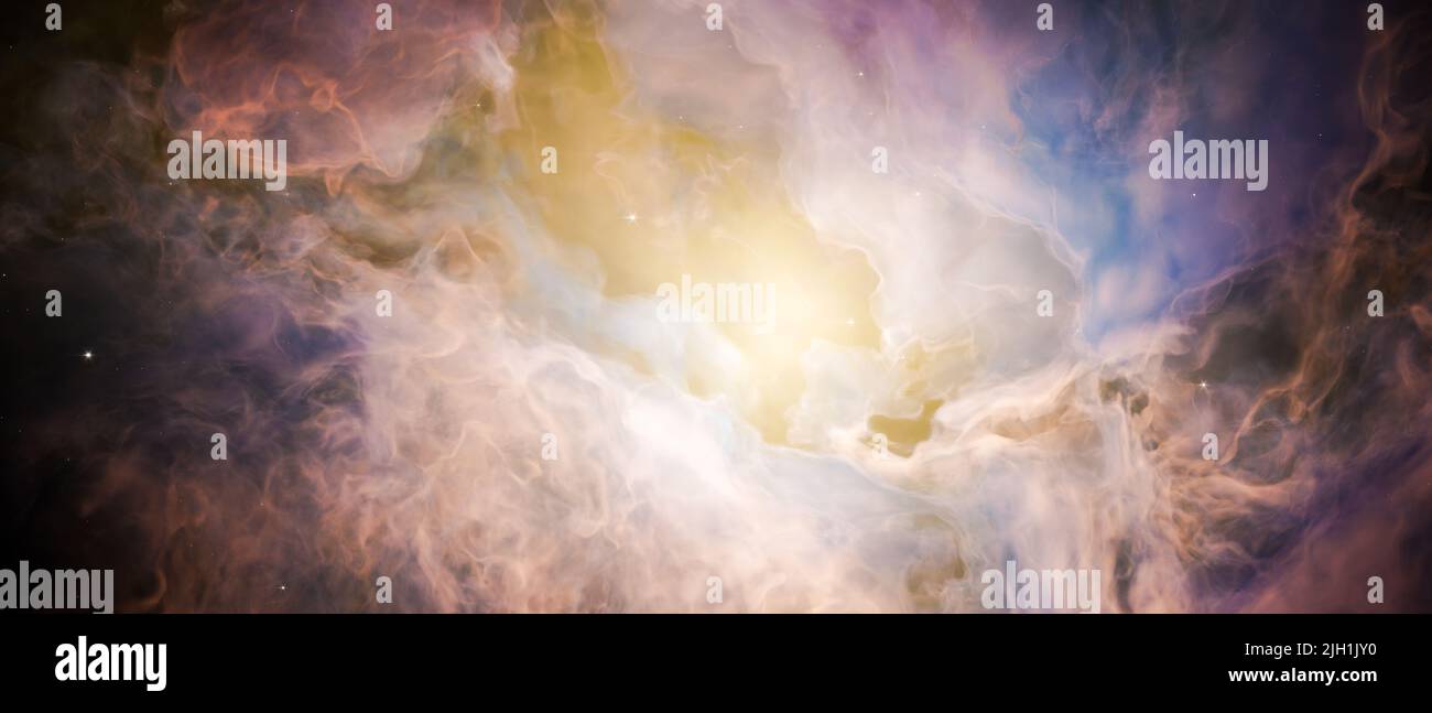 Olas rompiendo en la nebulosa de emisión estelar. Nube interestelar gigante en la constelación de Sagitario. Imagen retocada. Elementos de esta imagen Foto de stock