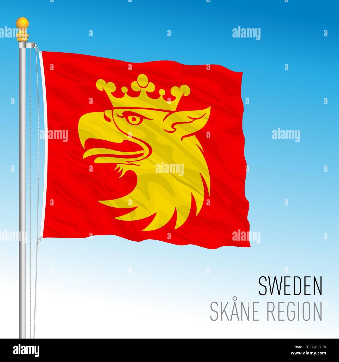 Bandera regional Skane, Reino de Suecia, ilustración de vectores Ilustración del Vector