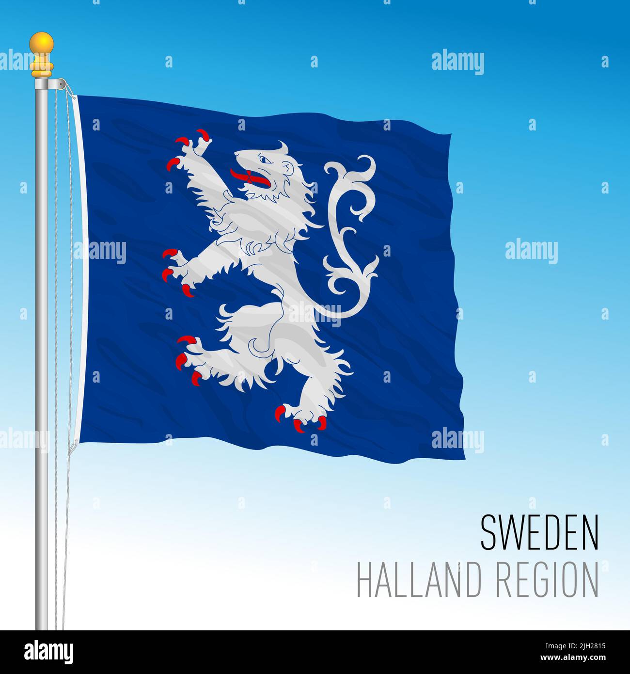 Bandera regional de Halland, Reino de Suecia, ilustración de vectores Ilustración del Vector