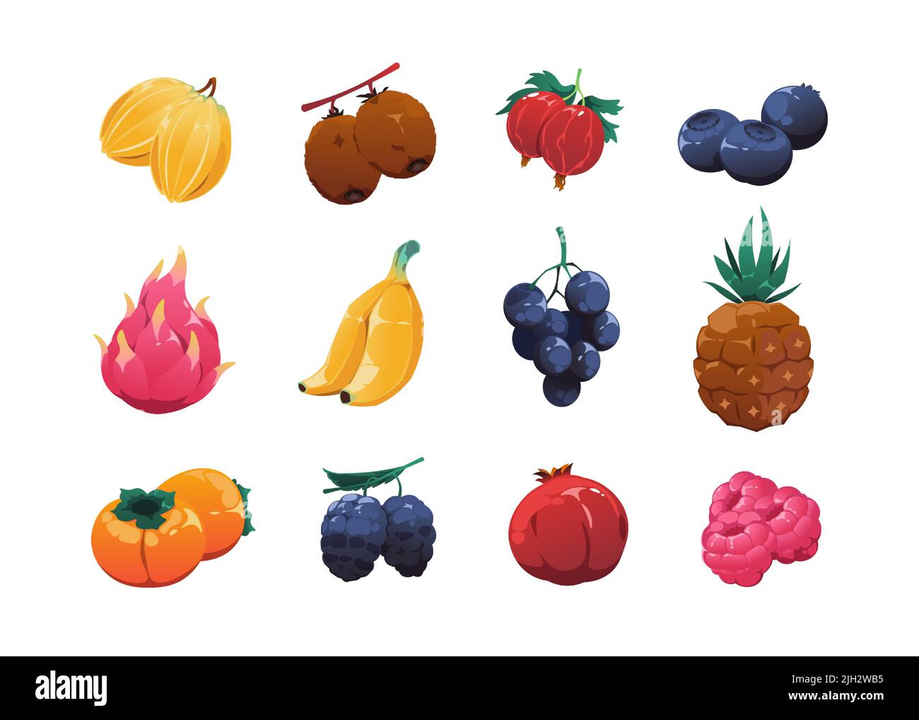 Colecci n De Frutas De Dibujos Animados Activo De Juego 2D Altamente