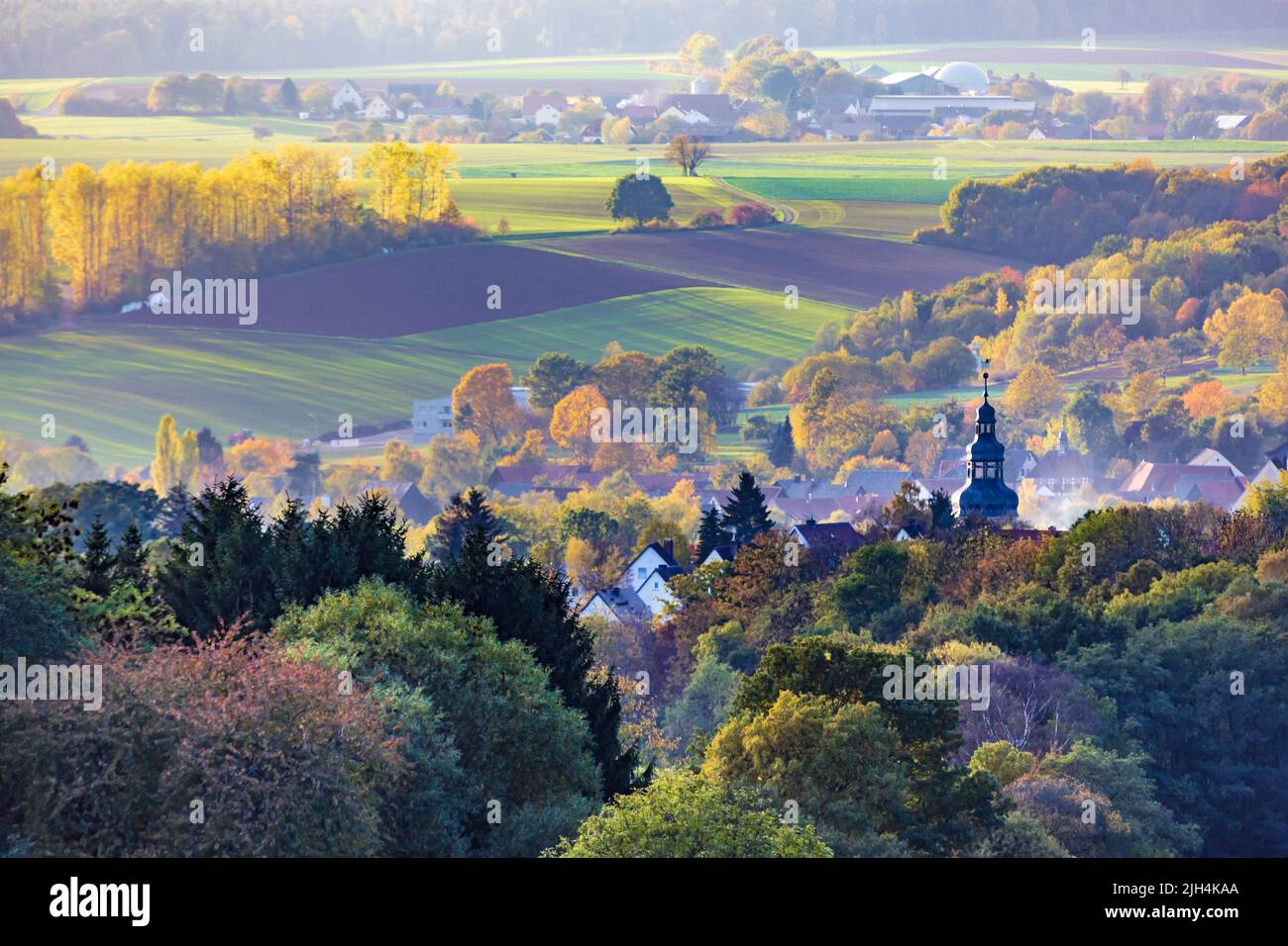 Otoño paisaje rural cerca de Coburg, Alemania Foto de stock