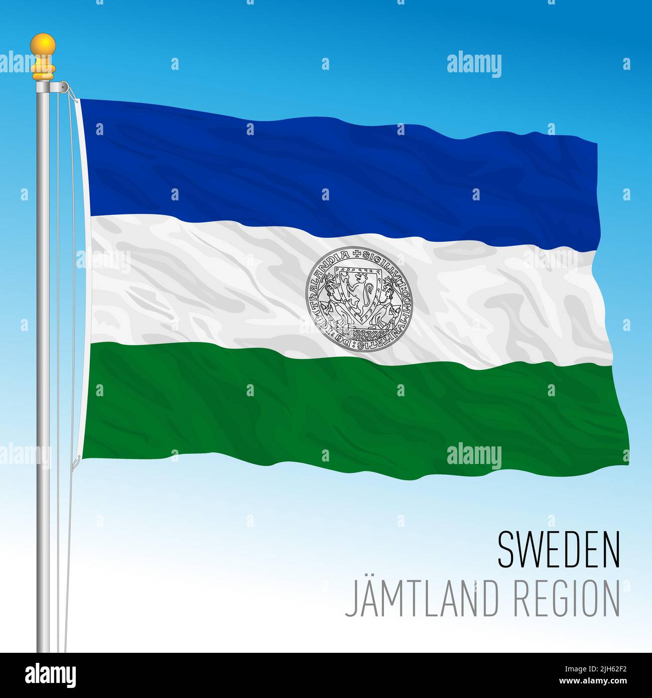 Bandera regional de Jamtland, Reino de Suecia, ilustración de vectores Ilustración del Vector
