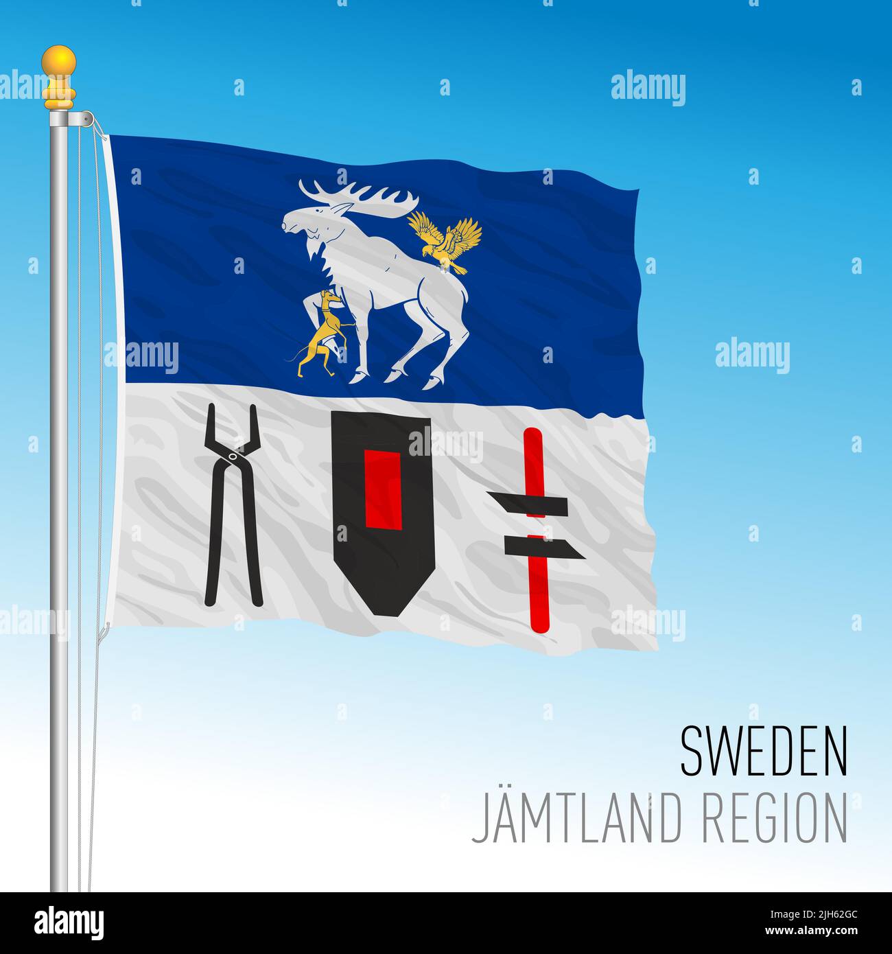 Bandera regional de Jamtland, Reino de Suecia, ilustración de vectores Ilustración del Vector