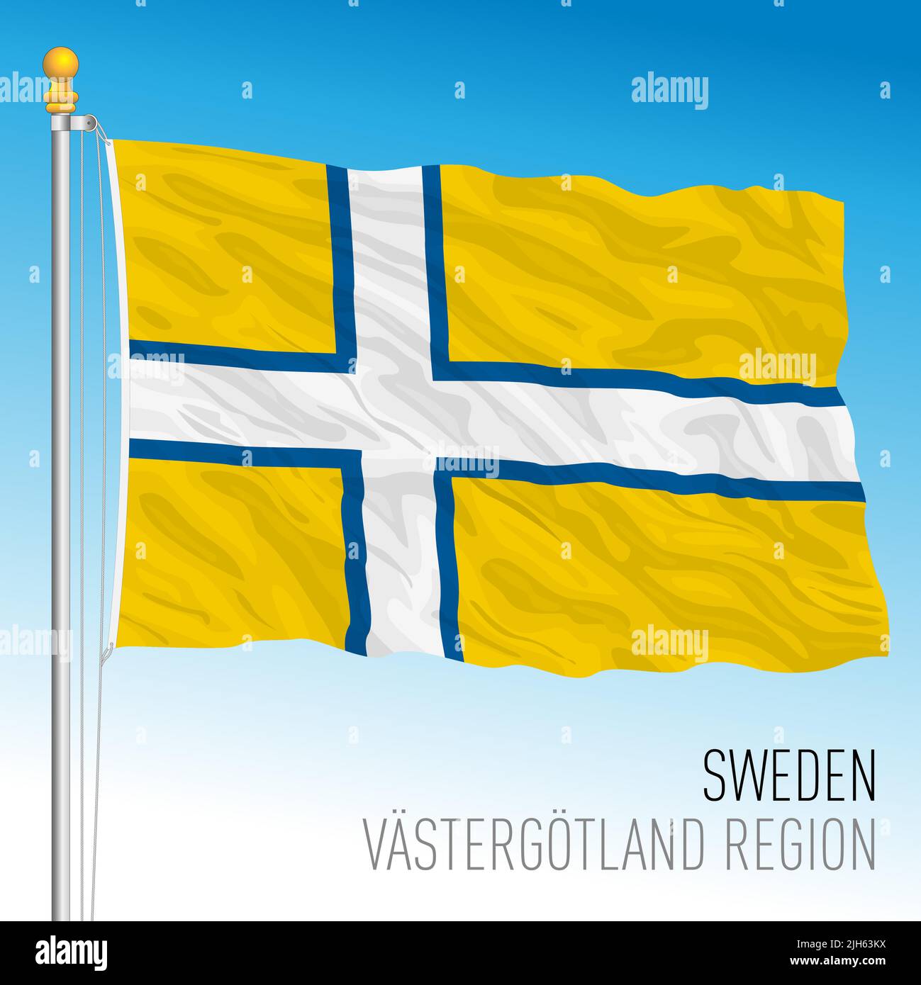 Bandera regional de Vastergotland, Reino de Suecia, ilustración de vectores Ilustración del Vector