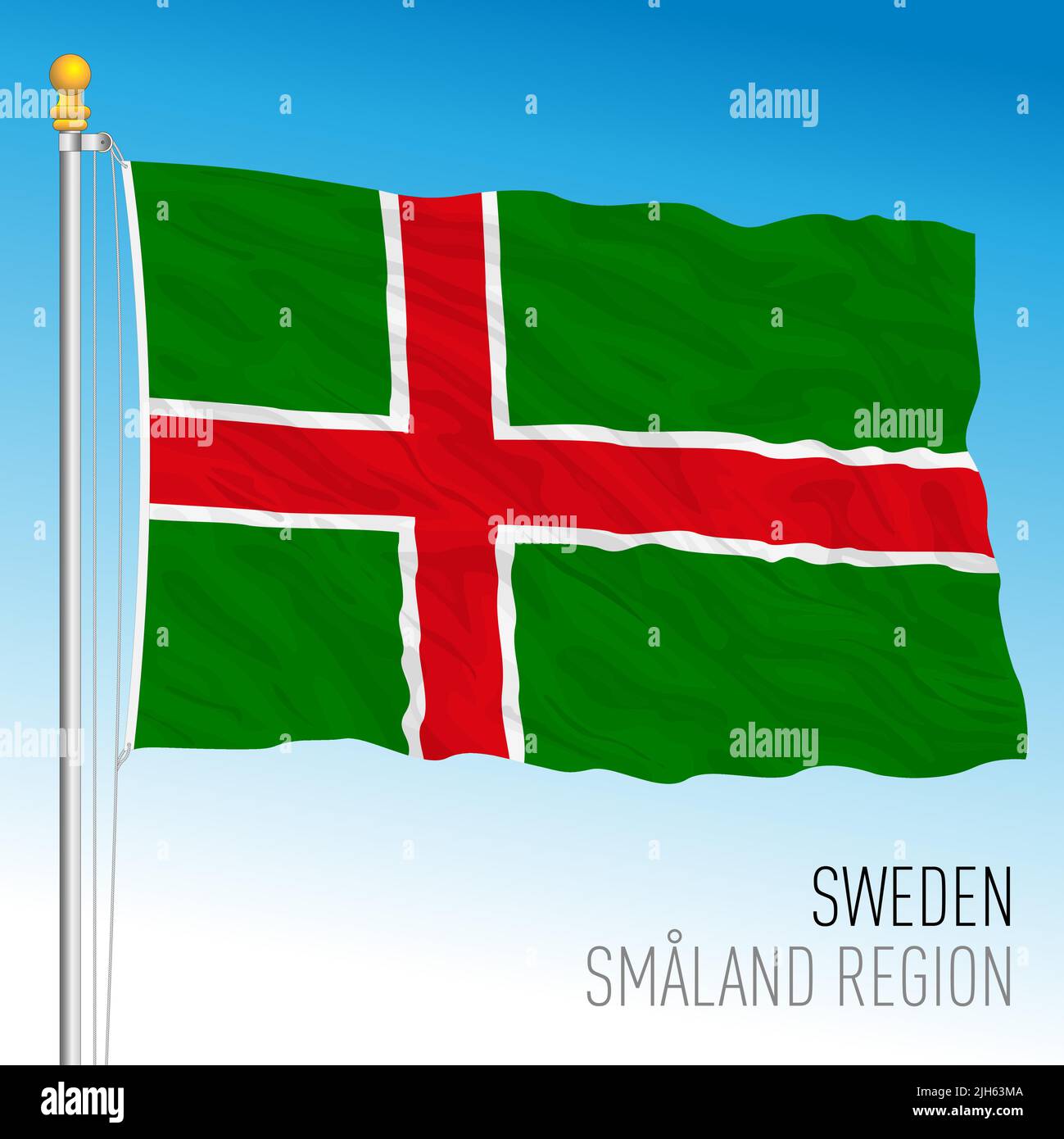 Bandera regional de Smaland, Reino de Suecia, ilustración de vectores Ilustración del Vector