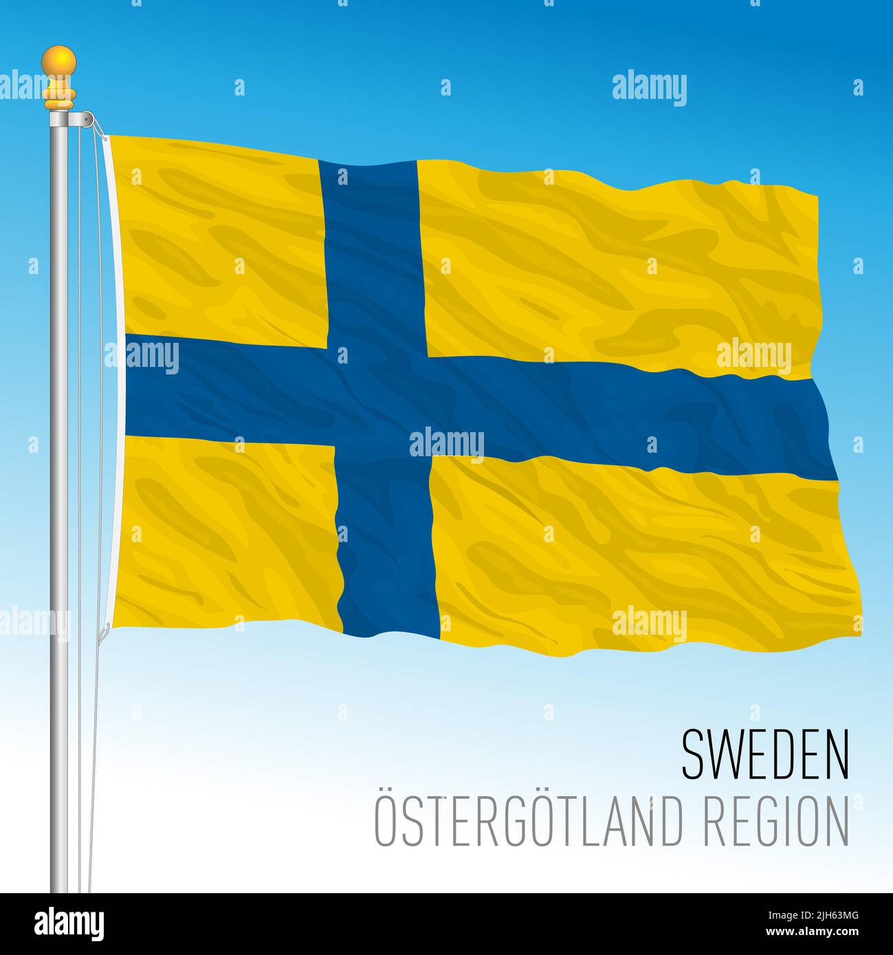 Bandera regional de Ostergotland, Reino de Suecia, ilustración de vectores Ilustración del Vector