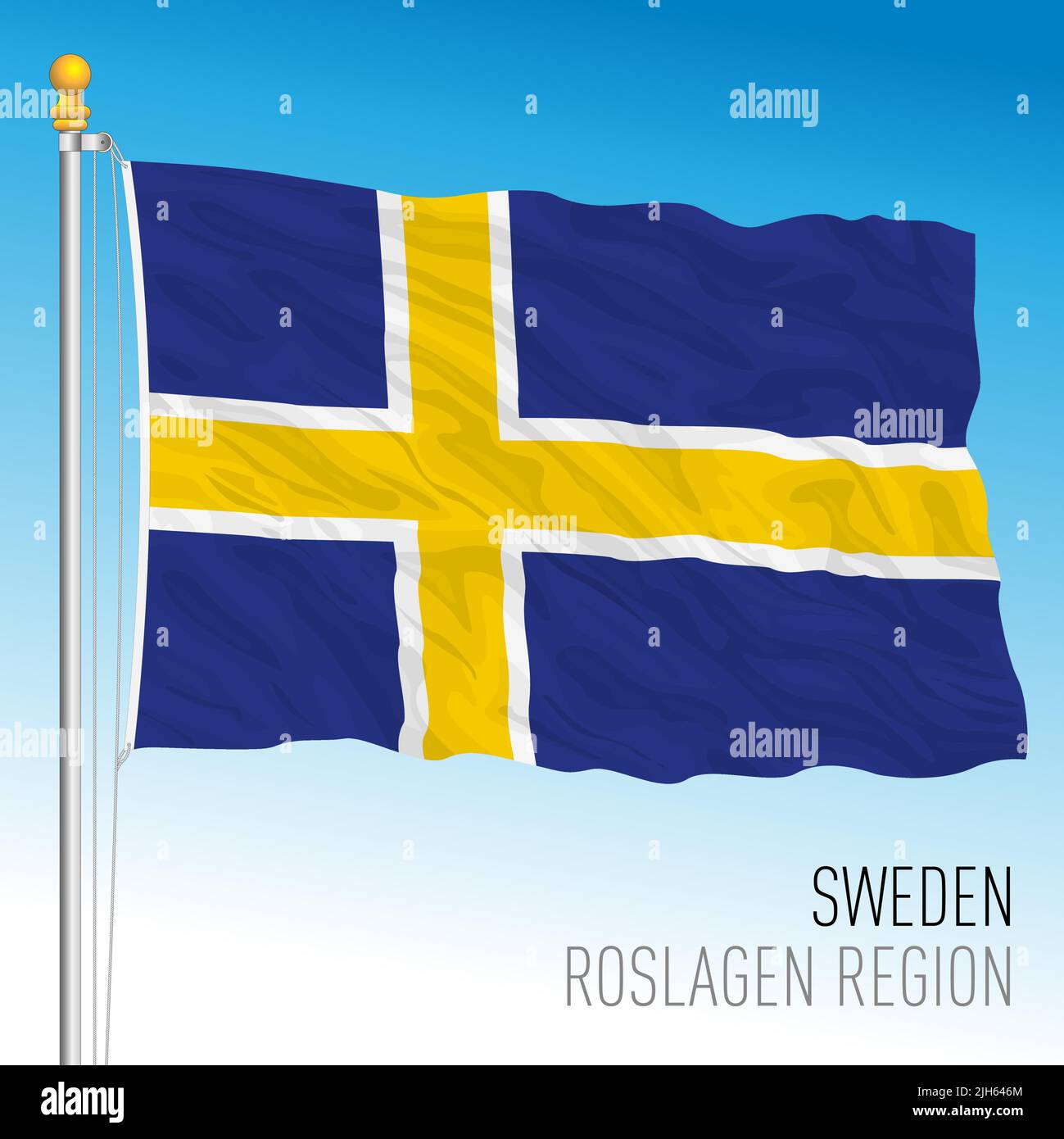 Bandera regional de Roslagen, Reino de Suecia, ilustración de vectores Ilustración del Vector