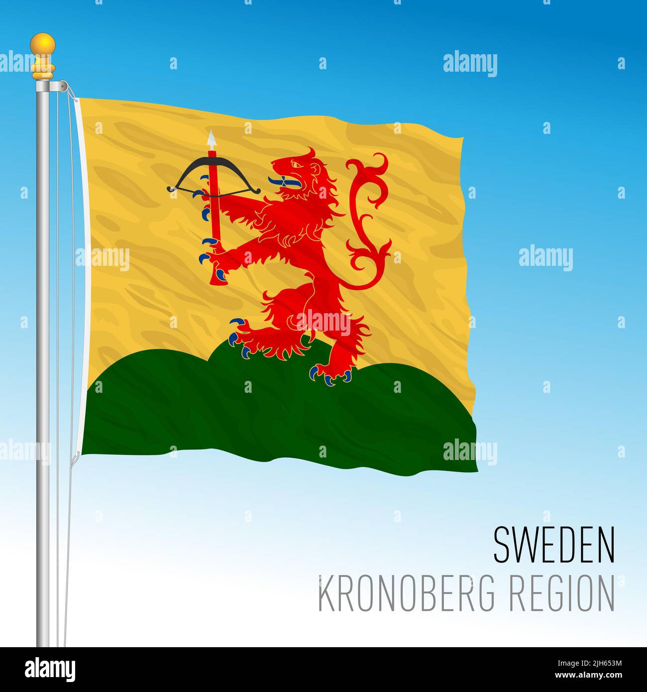 Bandera regional de Kronoberg, Reino de Suecia, ilustración de vectores Ilustración del Vector