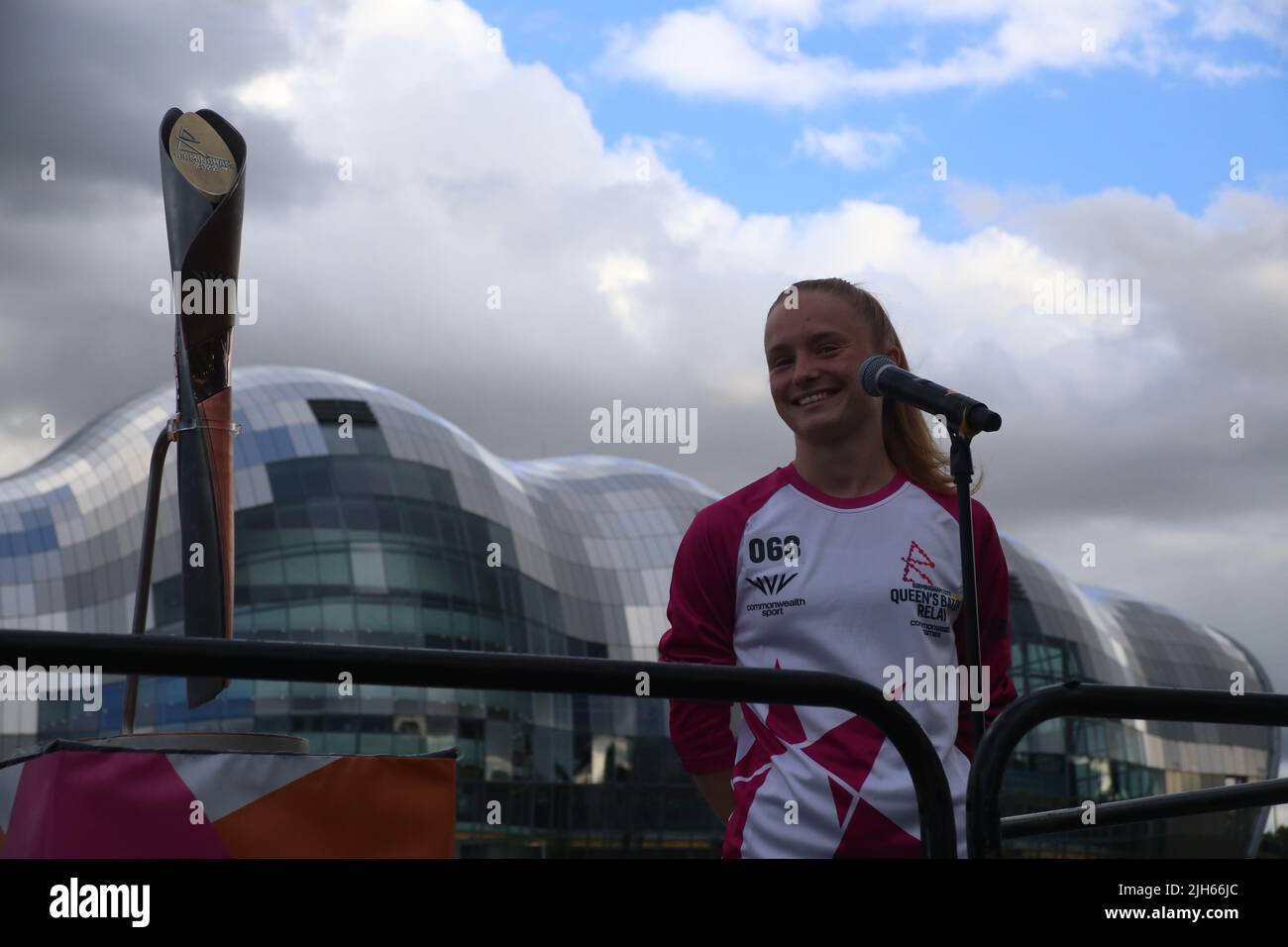 Commonwealth Games Queen's Baton Relay en el Quayside de Newcastle con