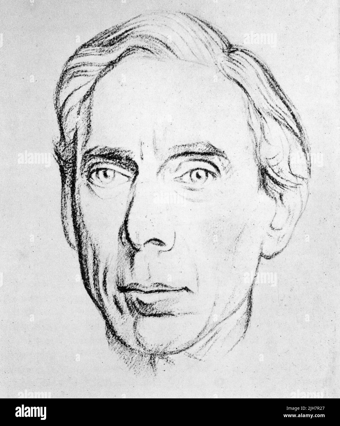 Bertrand Russell (1872-1970). Por William Rothenstein (1872-1945). Filósofo británico, lógico e intelectual público. Foto de stock
