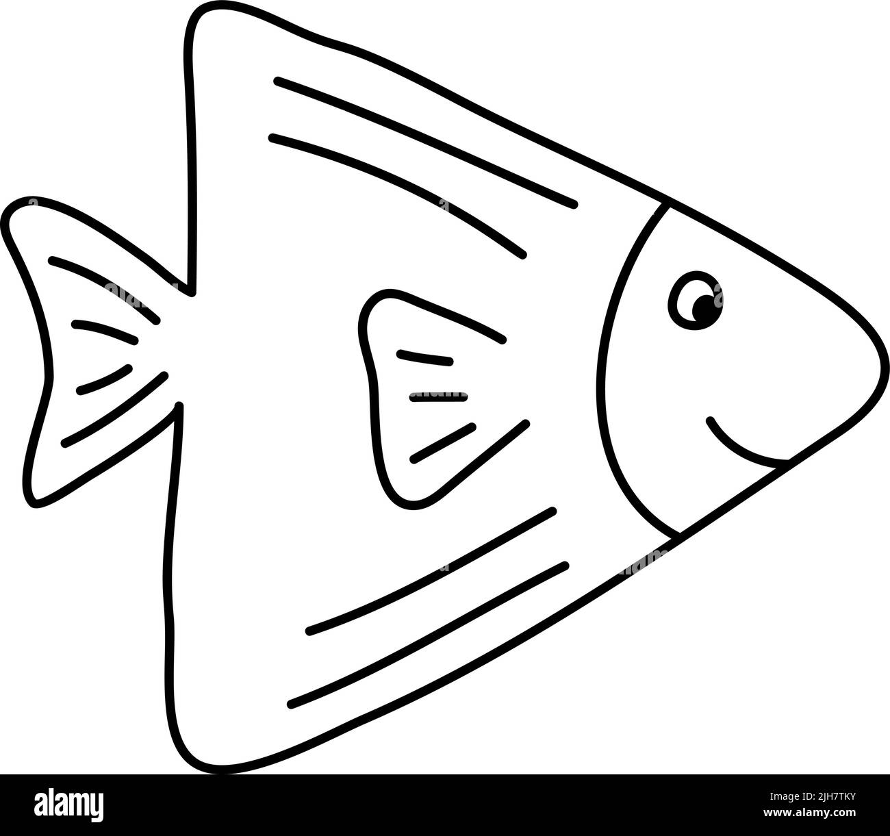 Imagen de garabatos dibujados a mano de peces de estilo escandinavo monolino. Imagen para etiqueta, web, icono, postal, decoración. Alegre infantil, lindo Ilustración del Vector