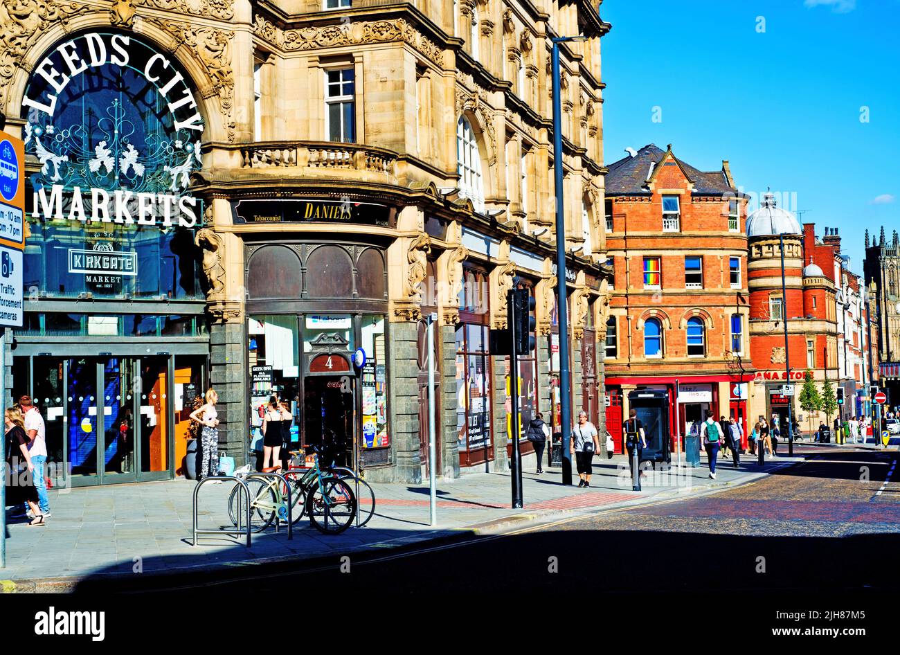 Mercados de la ciudad de Leeds, Kirkgate, Leeds, Inglaterra Foto de stock
