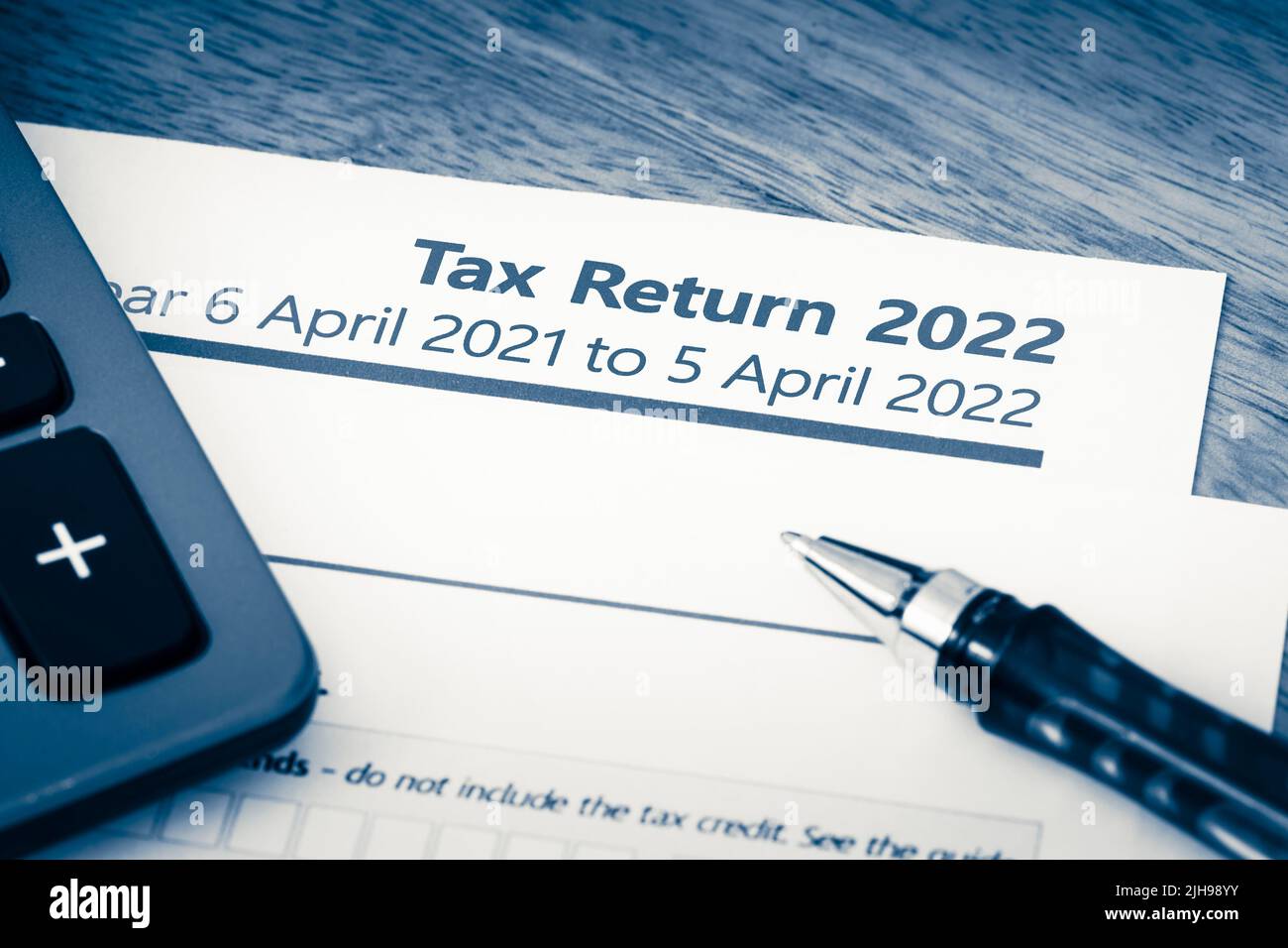 Formulario de declaración de impuestos sobre la renta de la autoevaluación del HMRC del Reino Unido 2022 Foto de stock