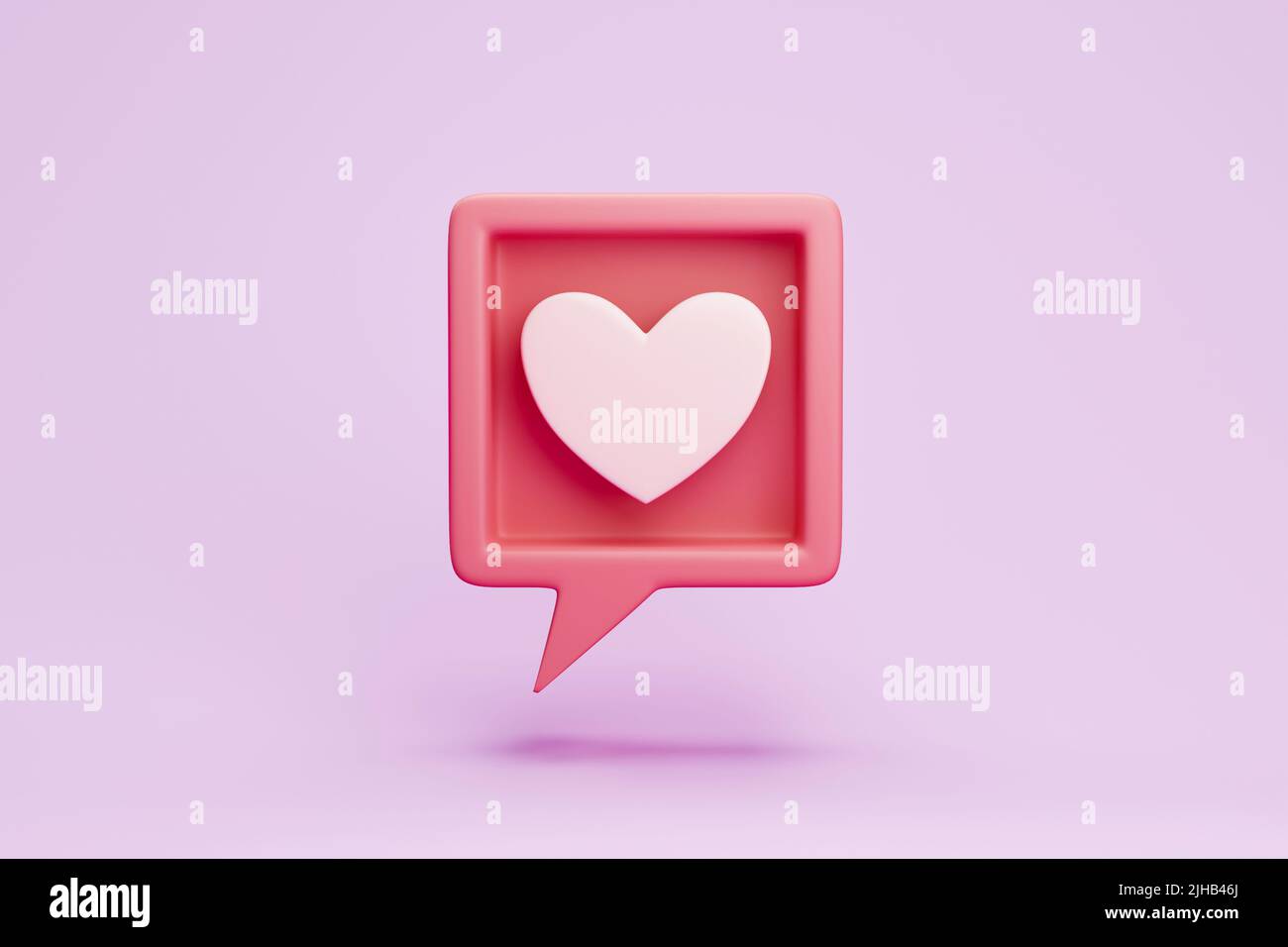 Como un icono de corazón sobre un fondo rosa. Como símbolo para el concepto de medios sociales. ilustración 3d Foto de stock