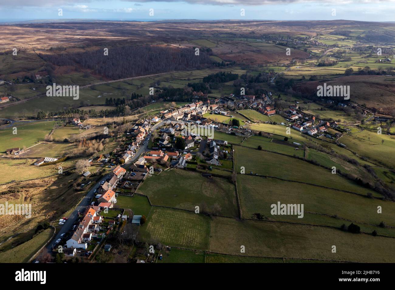 Castleton, North York Moors desde el Aire, North Yorkshire Foto de stock