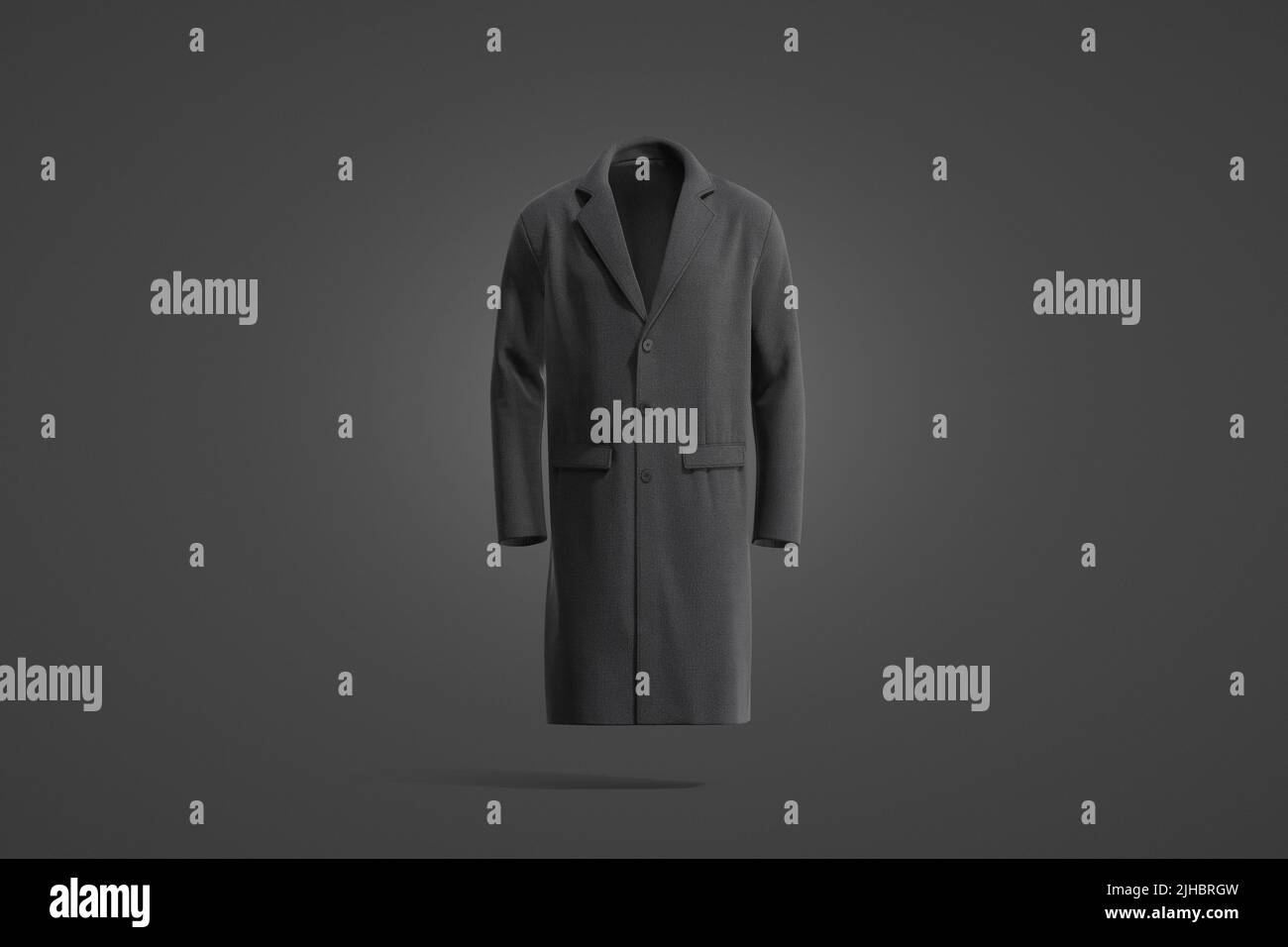 Mockup de abrigo de lana negra en blanco, fondo oscuro Foto de stock
