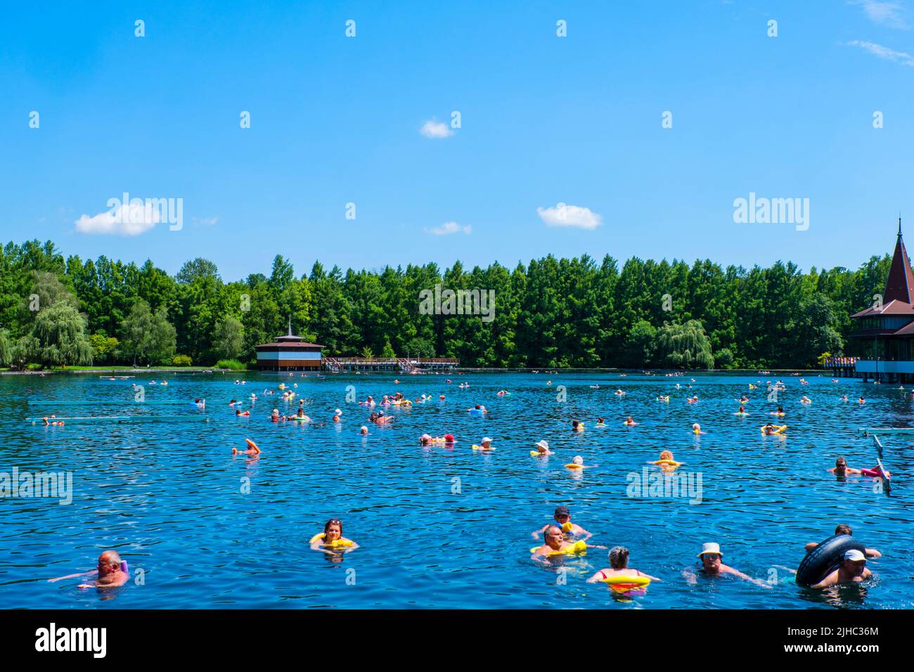 Lago termal, Heviz, Hungría Foto de stock
